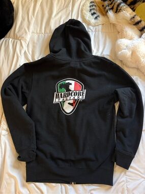 Hardcore Italians Black Hoodie with Italian Shield Logo